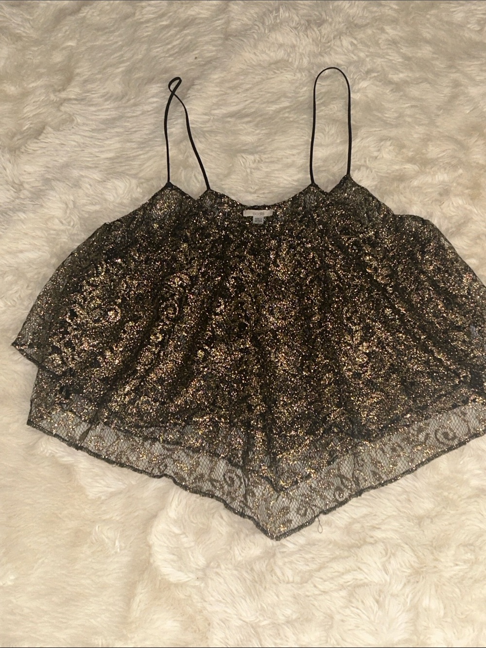 Urban Outfitters Sparkle Metallic Camisole Top - Black & Gold